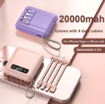 Mini Power Bank with Detachable Cable 20000mAh for Smartphone and Flight, Fast Charging, LED Digital Display, Button, and Flashlight - Device - Image 2