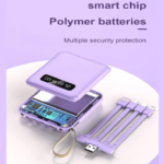 Mini Power Bank with Detachable Cable 20000mAh for Smartphone and Flight, Fast Charging, LED Digital Display, Button, and Flashlight - Device - Image 3