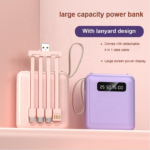 Mini Power Bank with Detachable Cable 20000mAh for Smartphone and Flight, Fast Charging, LED Digital Display, Button, and Flashlight - Device - Image 5