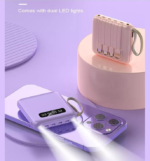 Mini Power Bank with Detachable Cable 20000mAh for Smartphone and Flight, Fast Charging, LED Digital Display, Button, and Flashlight - Device - Image 9